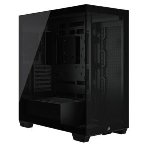 Corsair 3500X Gaming Case w/ Glass Side & Front, E-ATX, No Fans, USB-C, Asus BTF Compatible, Black - Image 1