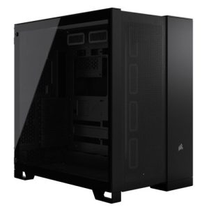 Corsair 6500D Airflow Dual Chamber Gaming Case w/ Glass Window, ATX, Fully Mesh Panelling, USB-C, Asus BTF Compatible, Black - Image 1