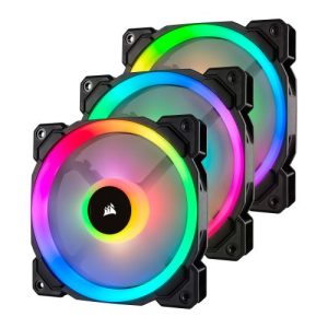 Corsair LL120 12cm PWM RGB Case Fans (3 Pack), 16 LED RGB Dual Light Loop, Hydraulic Bearing, Lighting Node PRO Kit Included - Image 1