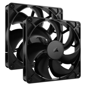 Corsair RS140 PWM 14cm Case Fans (2 Pack), Magnetic Dome Bearing, Daisy-Chain 4-Pin, 1700 RPM, AirGuide Tech, Black - Image 1