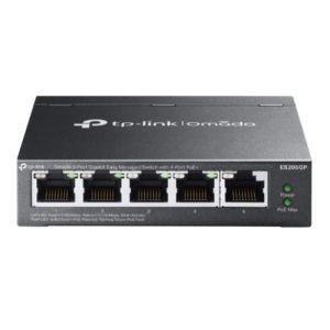 TP-LINK (ES205GP) Omada 5-Port Gigabit Easy Managed Switch with 4-Port PoE+, 5x GB Ports, Metal Casing - Image 1